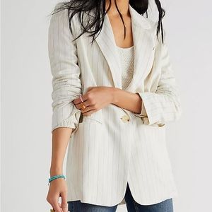 Free People Striped Linen Blazer Small